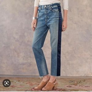 NWOT Amo Loverboy navy satin stripe jean